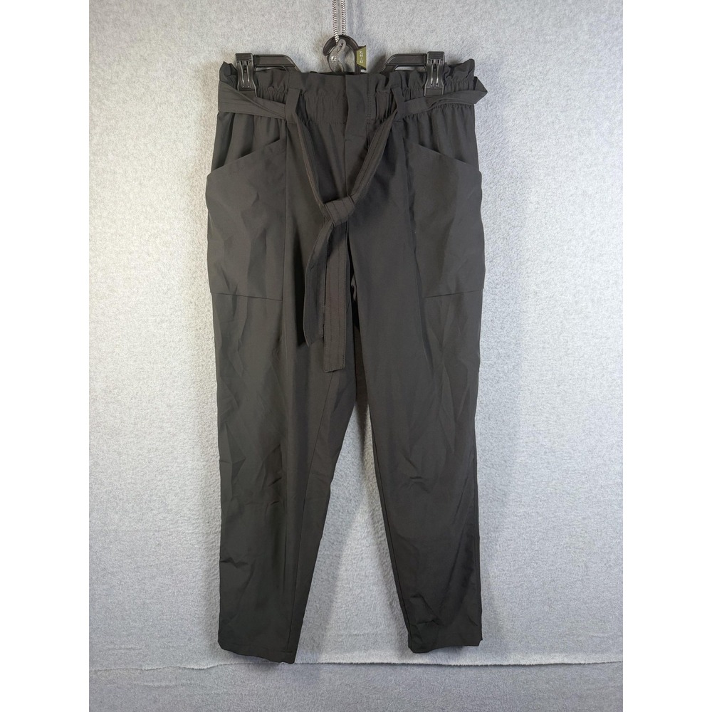Eden Ruth Pants Womens M Gray Paperbag Waist Belted Microfiber Stretch Casual
